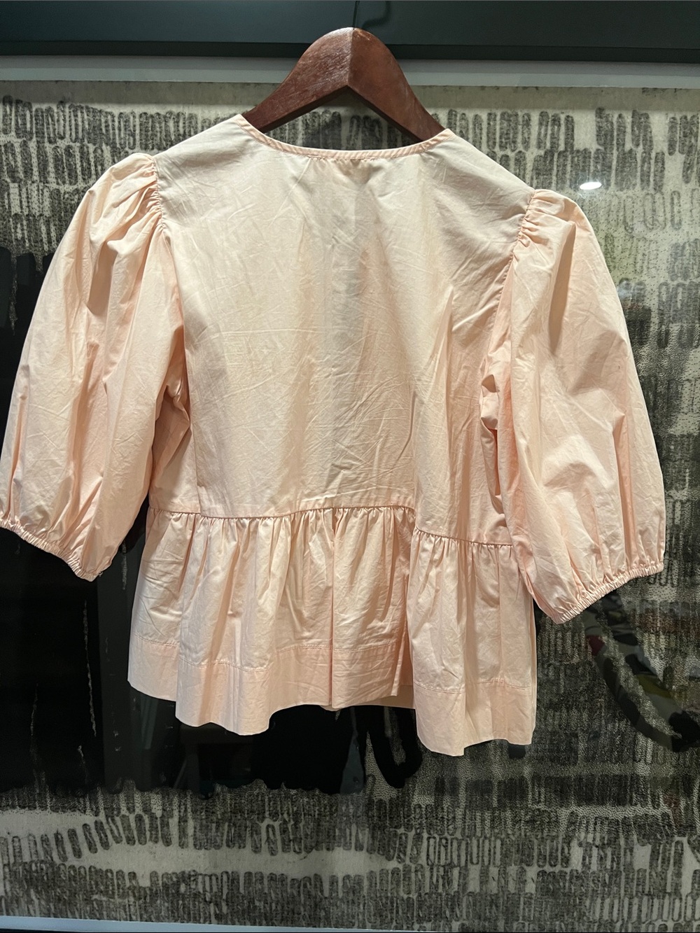 Mable Peplum Blouse with Front Bow Ties and Puff Sleeves size S/M - Picture 4 of 11